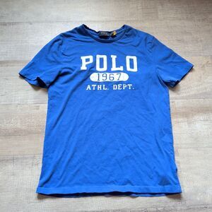 Polo Ralph Lauren Mens Medium M Spellout Graphic T Shirt Blue